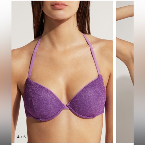 NWT Calzedonia purple fairy violet sparkly medium bikini top - Picture 5 of 15